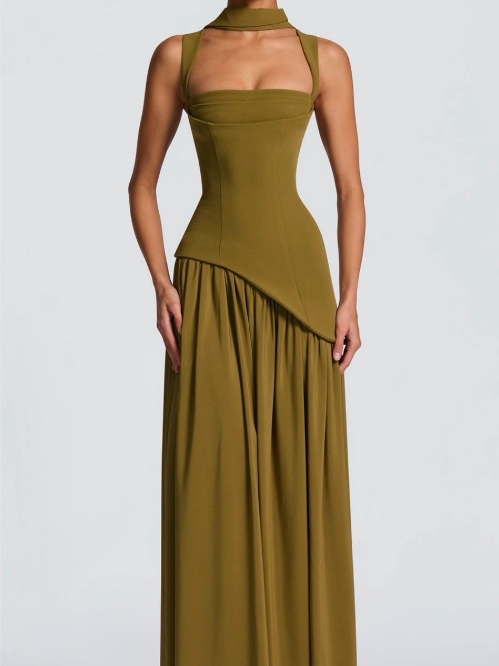 TULLULAH MAXI DRESS - DEEP OLIVE